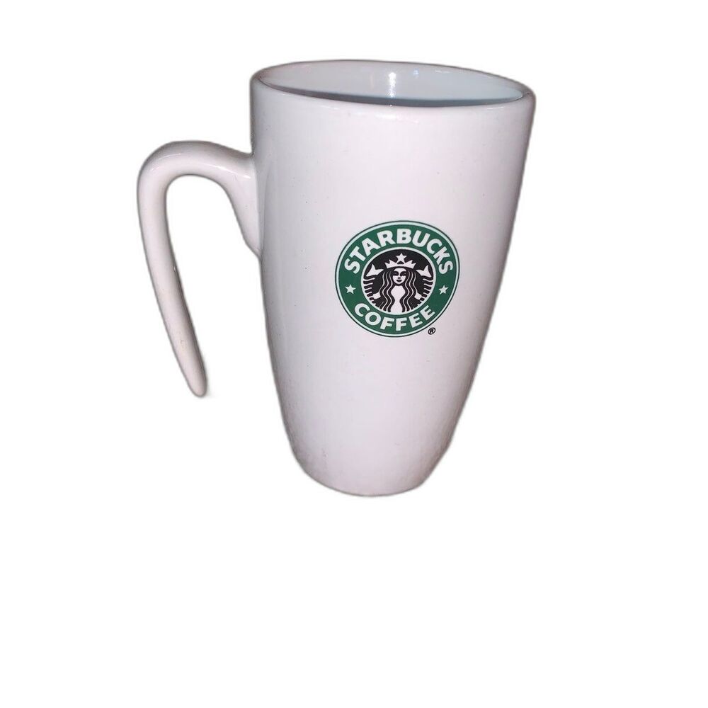 Starbucks 2007 9 oz White Coffee Mug Open Handle Siren Mermaid Logo